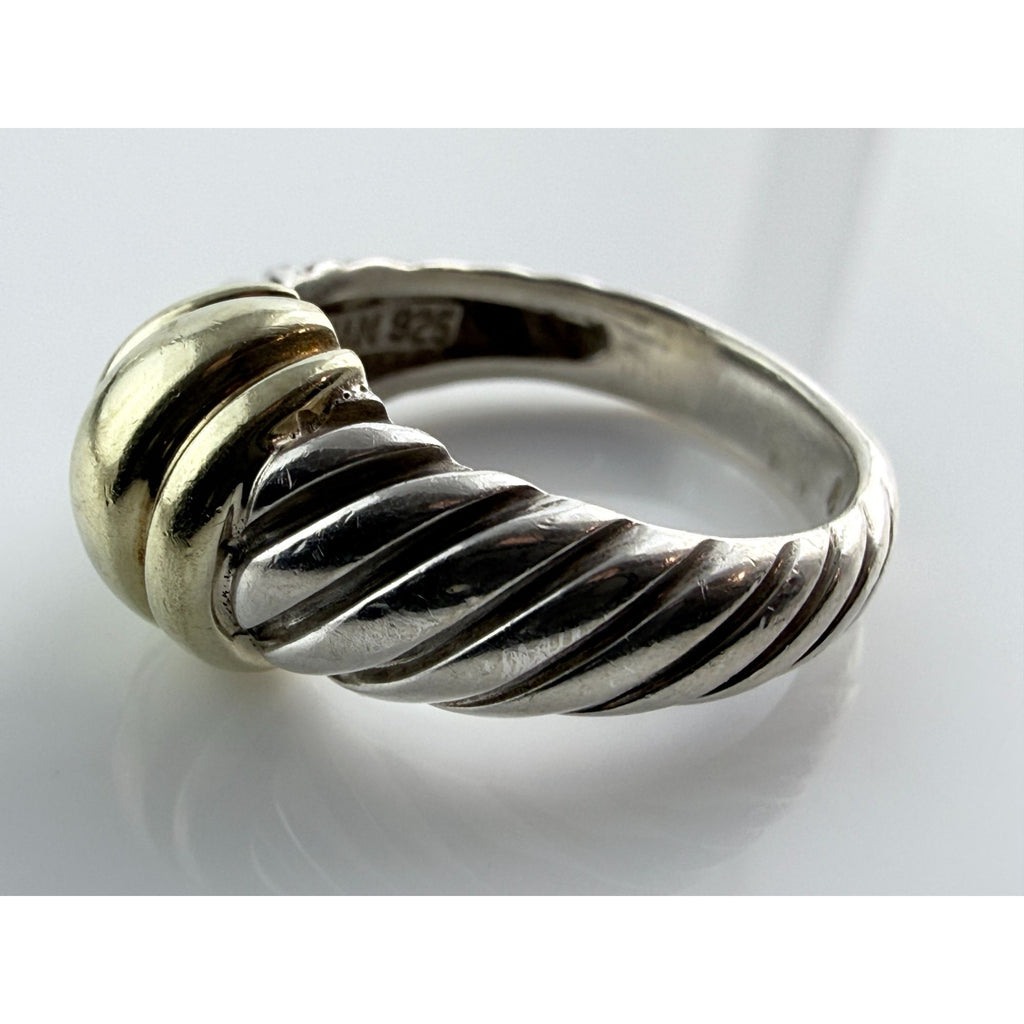 Vintage David Yurman Sterling Silver 14k Yellow Gold Cable Shrimp Ring Size 5.75