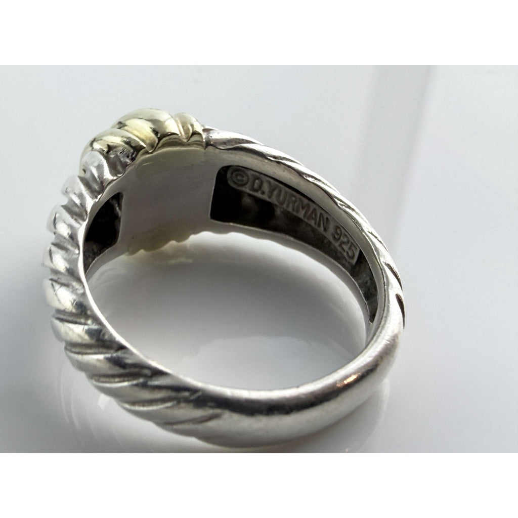Vintage David Yurman Sterling Silver 14k Yellow Gold Cable Shrimp Ring Size 5.75