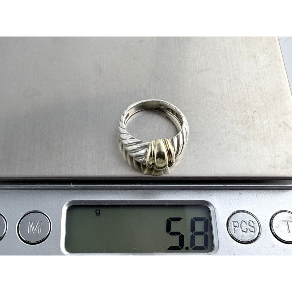 Vintage David Yurman Sterling Silver 14k Yellow Gold Cable Shrimp Ring Size 5.75