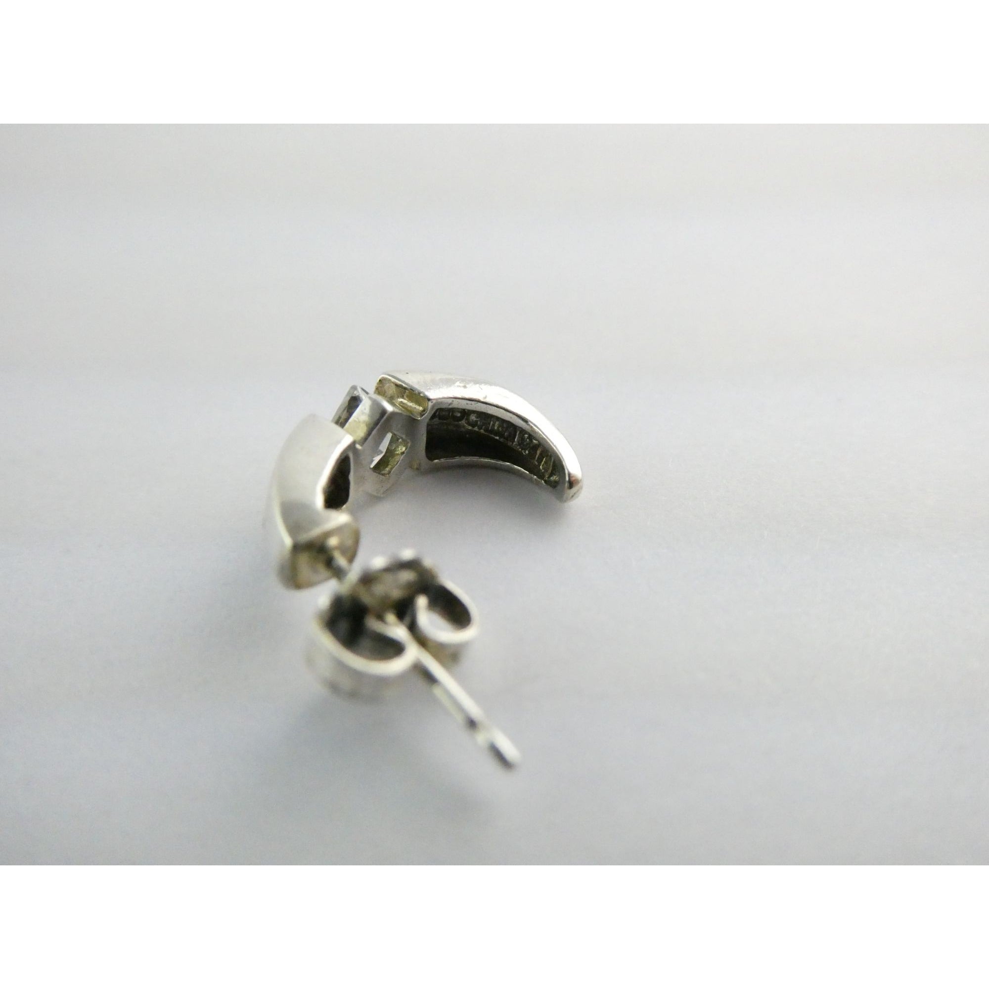 ATI Sterling Silver Dot Design Pebbled Stud Earrings 925 6.7g 16mm Diameter