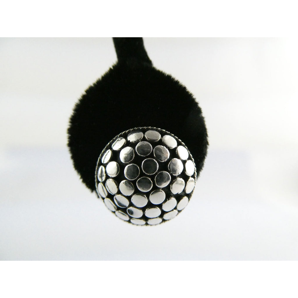 ATI Sterling Silver Dot Design Pebbled Stud Earrings 925 6.7g 16mm Diameter