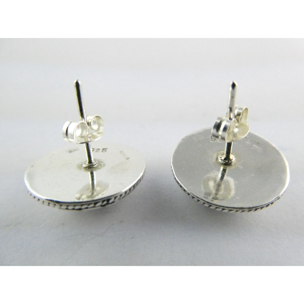 ATI Sterling Silver Dot Design Pebbled Stud Earrings 925 6.7g 16mm Diameter