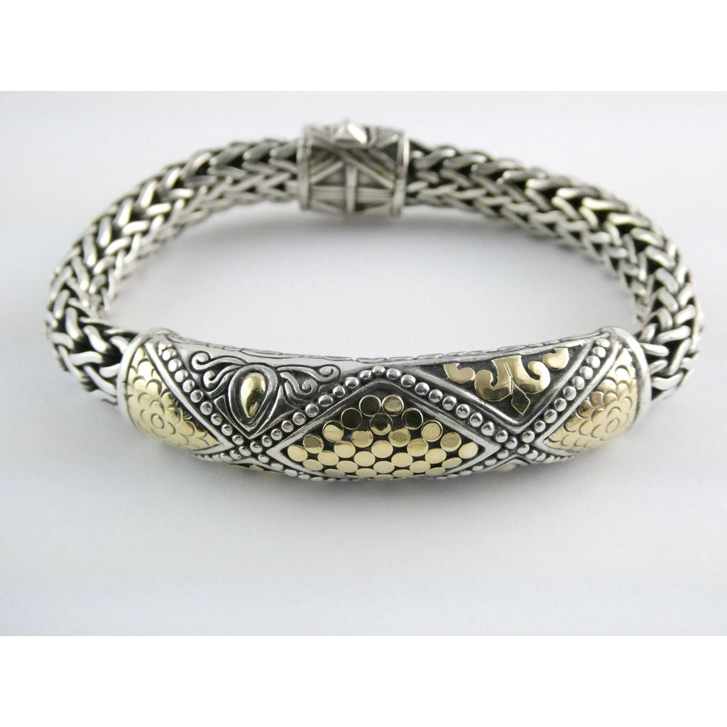 John Hardy Dot Collection Sterling Silver 18k Gold Classic Chain Bracelet 7 Inch