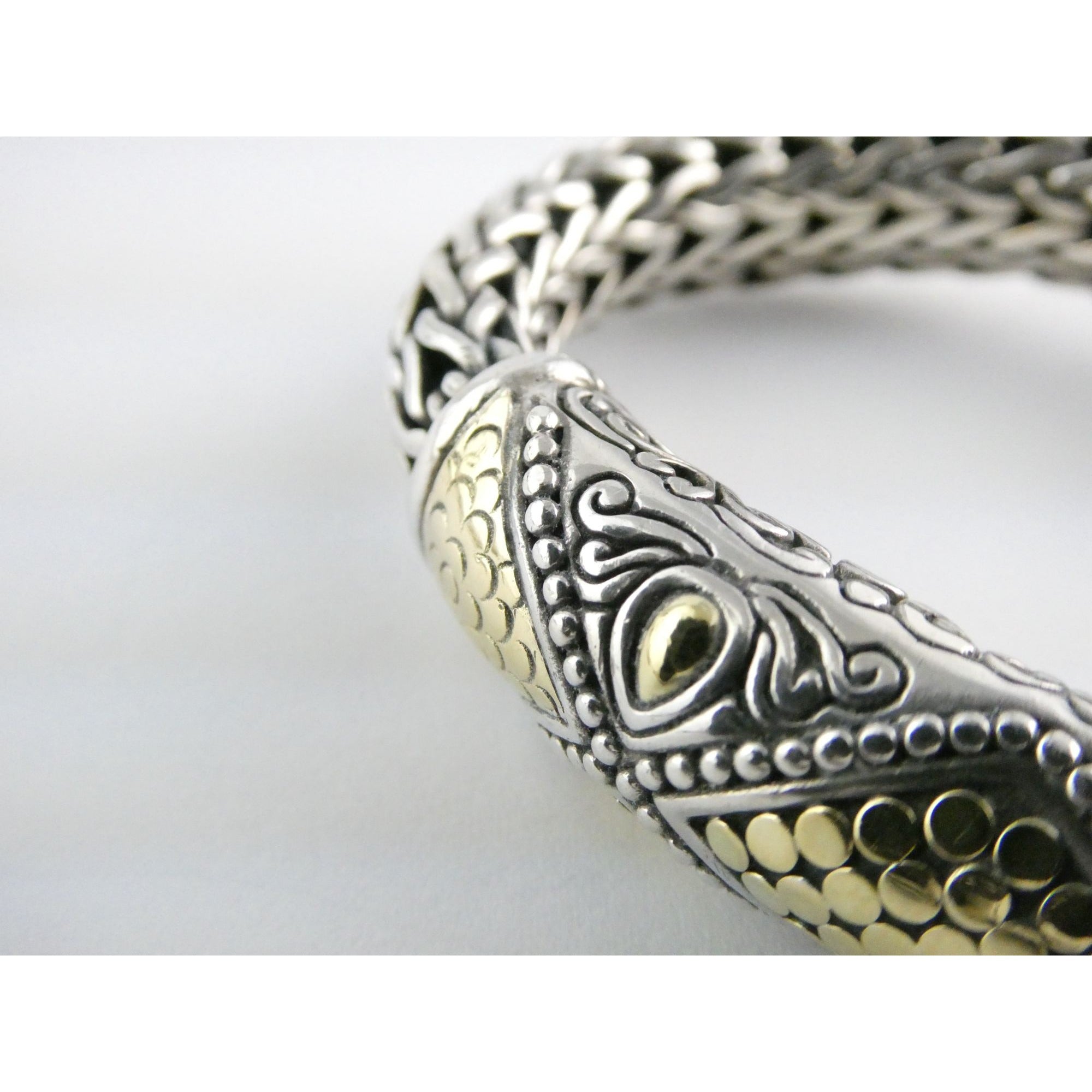 John Hardy Dot Collection Sterling Silver 18k Gold Classic Chain Bracelet 7 Inch