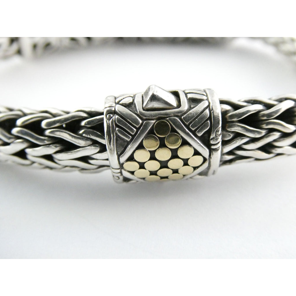 John Hardy Dot Collection Sterling Silver 18k Gold Classic Chain Bracelet 7 Inch