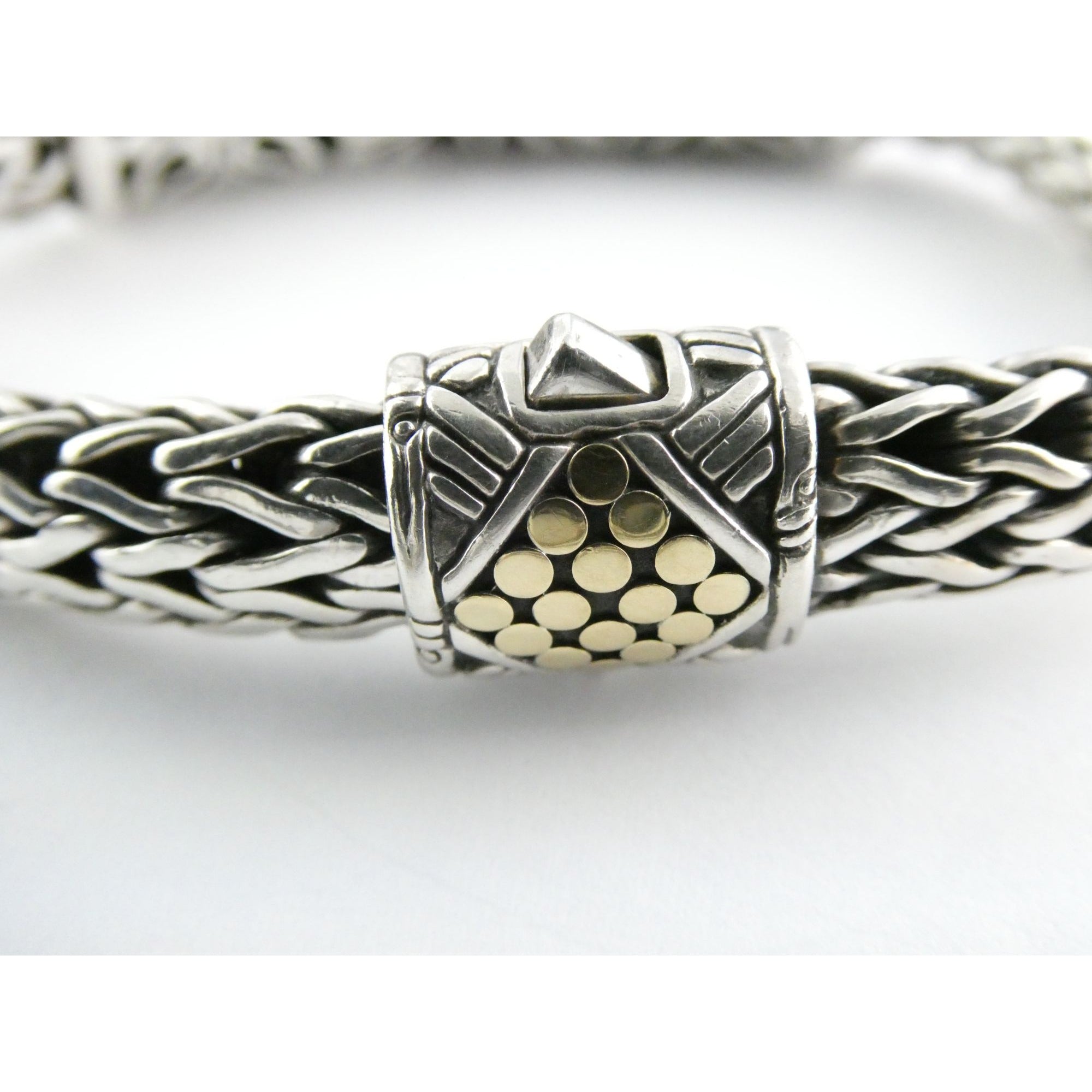 John Hardy Dot Collection Sterling Silver 18k Gold Classic Chain Bracelet 7 Inch