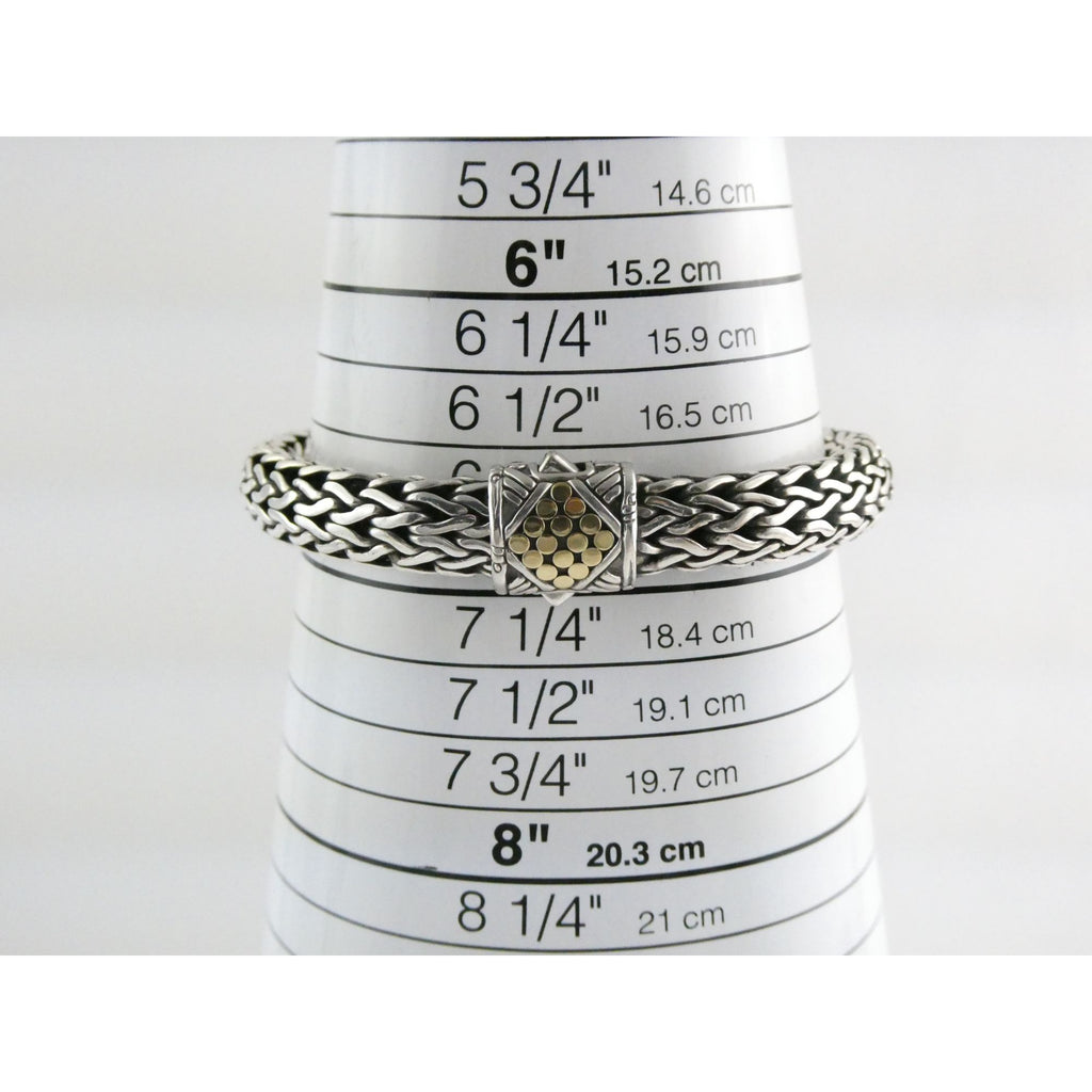 John Hardy Dot Collection Sterling Silver 18k Gold Classic Chain Bracelet 7 Inch