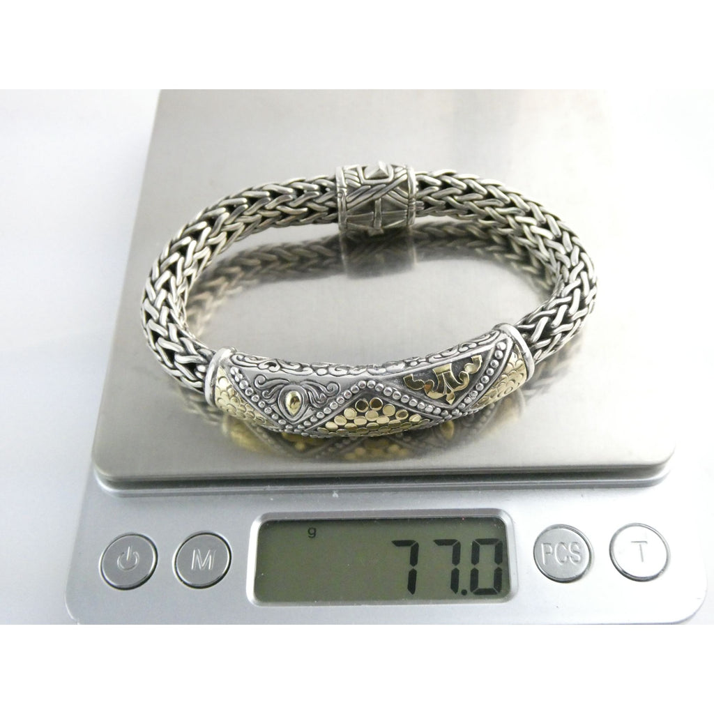 John Hardy Dot Collection Sterling Silver 18k Gold Classic Chain Bracelet 7 Inch