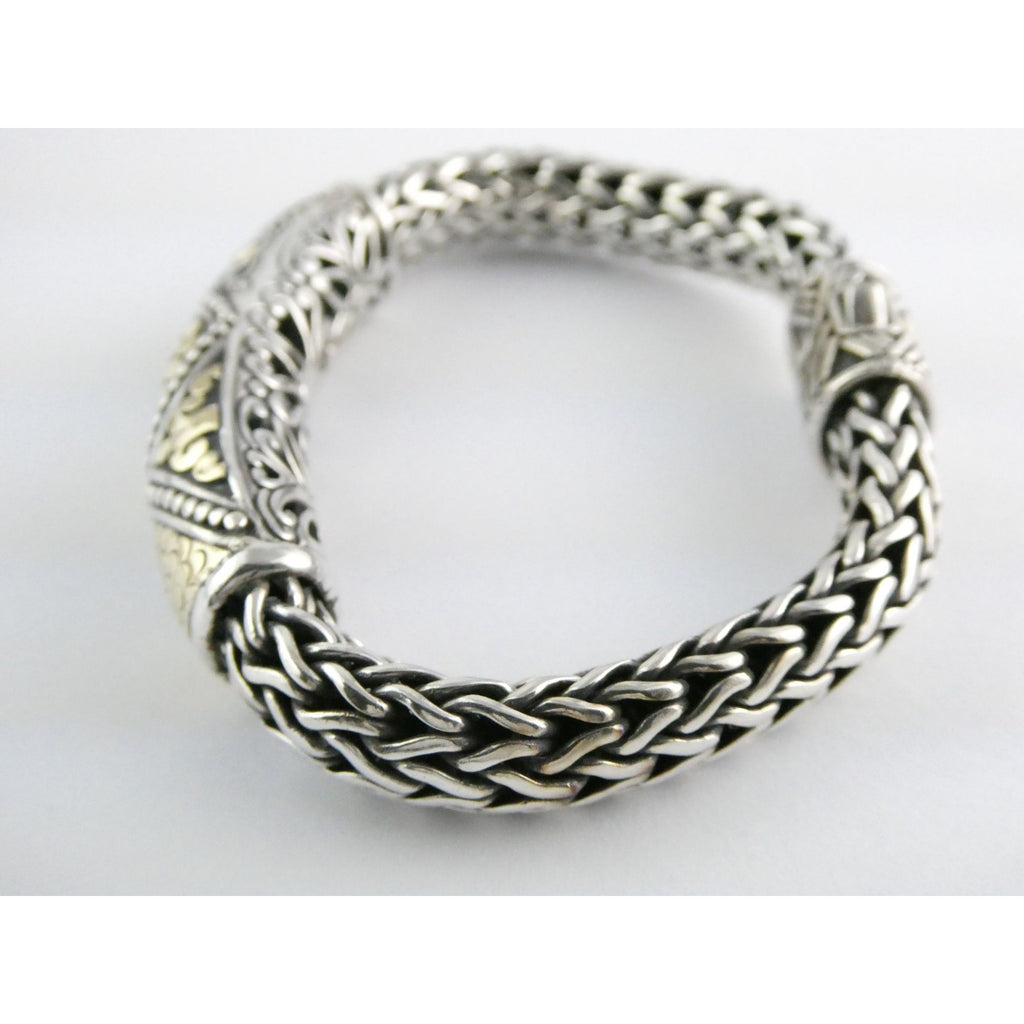 John Hardy Dot Collection Sterling Silver 18k Gold Classic Chain Bracelet 7 Inch