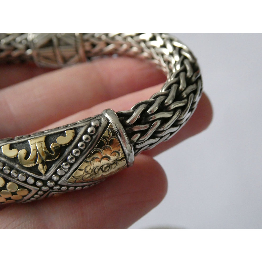John Hardy Dot Collection Sterling Silver 18k Gold Classic Chain Bracelet 7 Inch