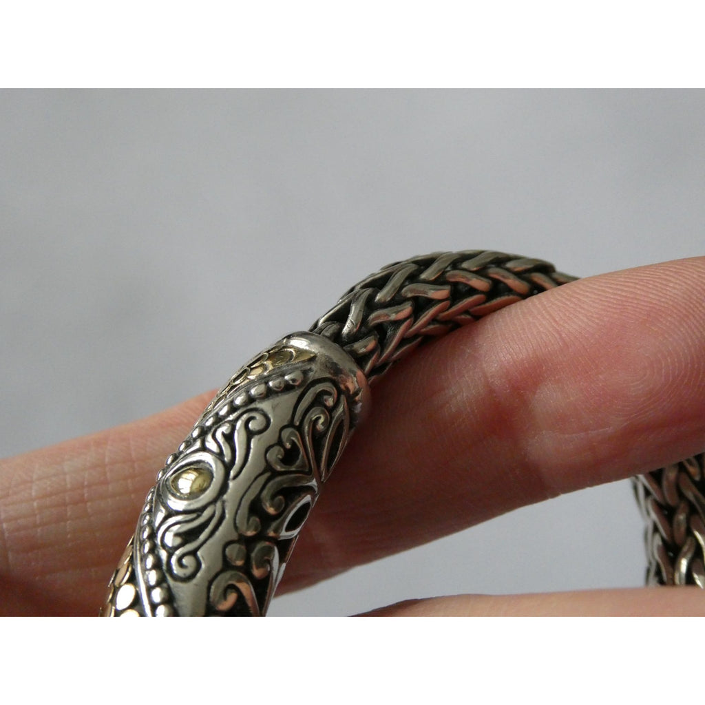 John Hardy Dot Collection Sterling Silver 18k Gold Classic Chain Bracelet 7 Inch