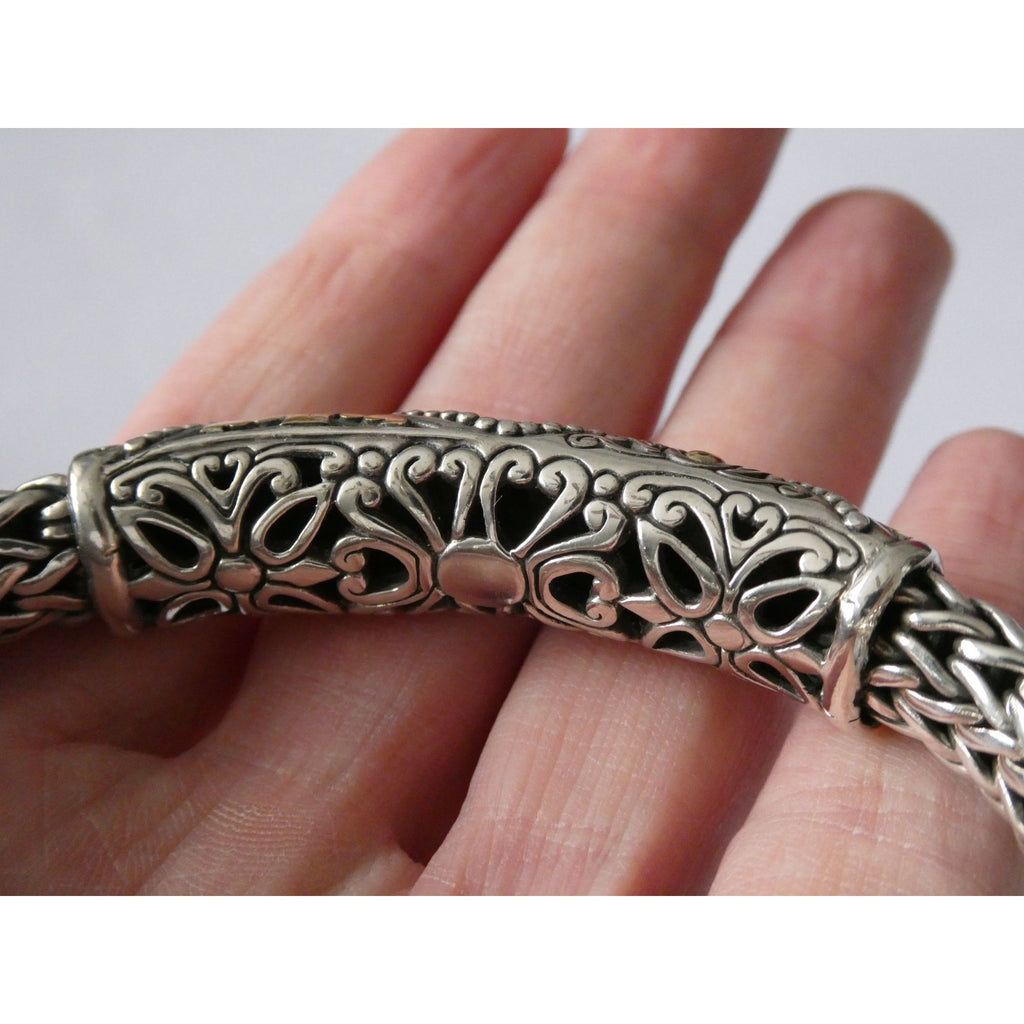 John Hardy Dot Collection Sterling Silver 18k Gold Classic Chain Bracelet 7 Inch