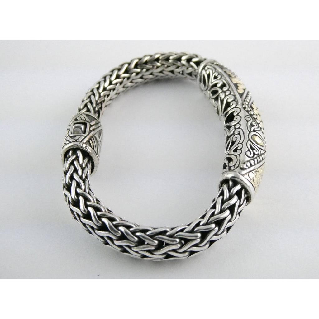 John Hardy Dot Collection Sterling Silver 18k Gold Classic Chain Bracelet 7 Inch
