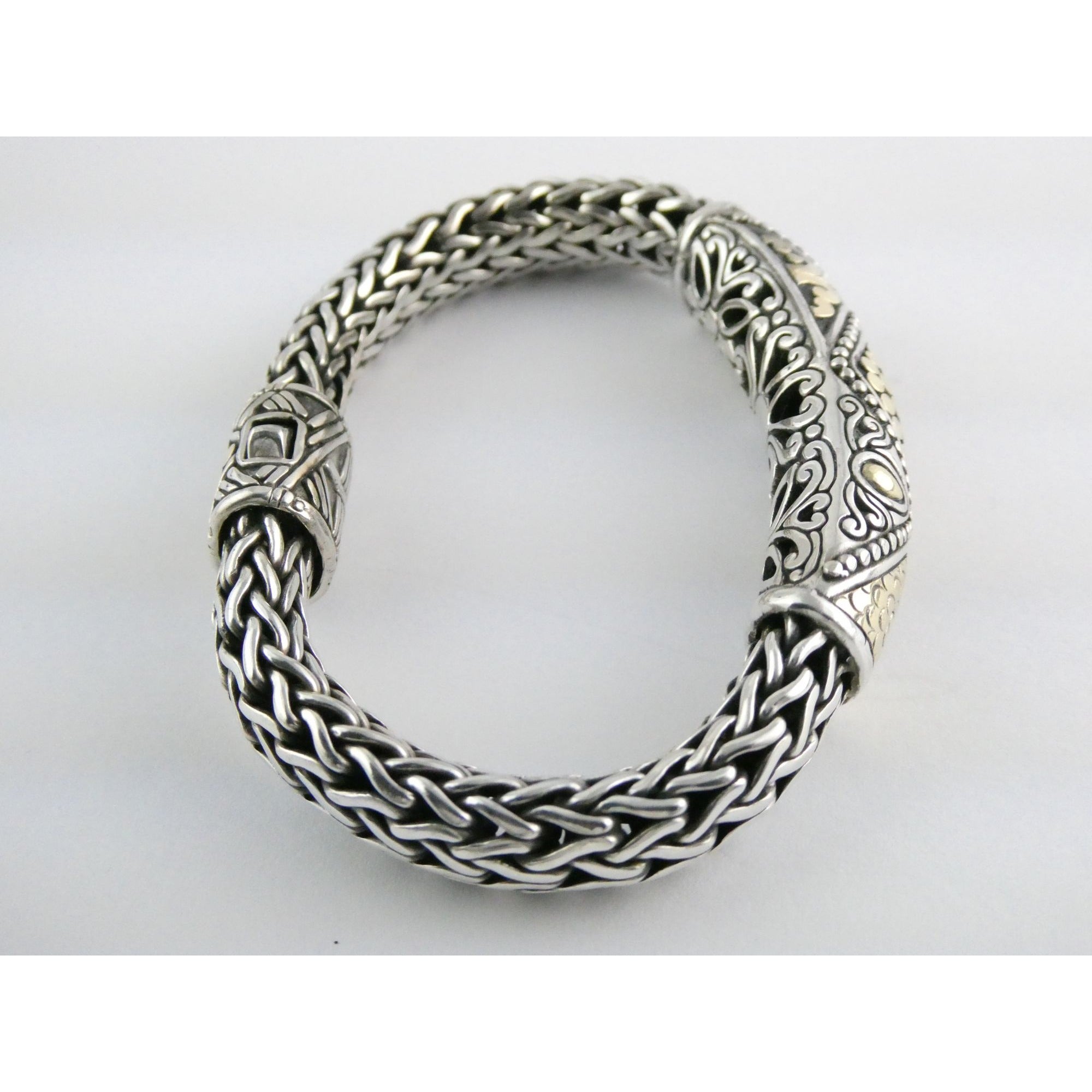John Hardy Dot Collection Sterling Silver 18k Gold Classic Chain Bracelet 7 Inch