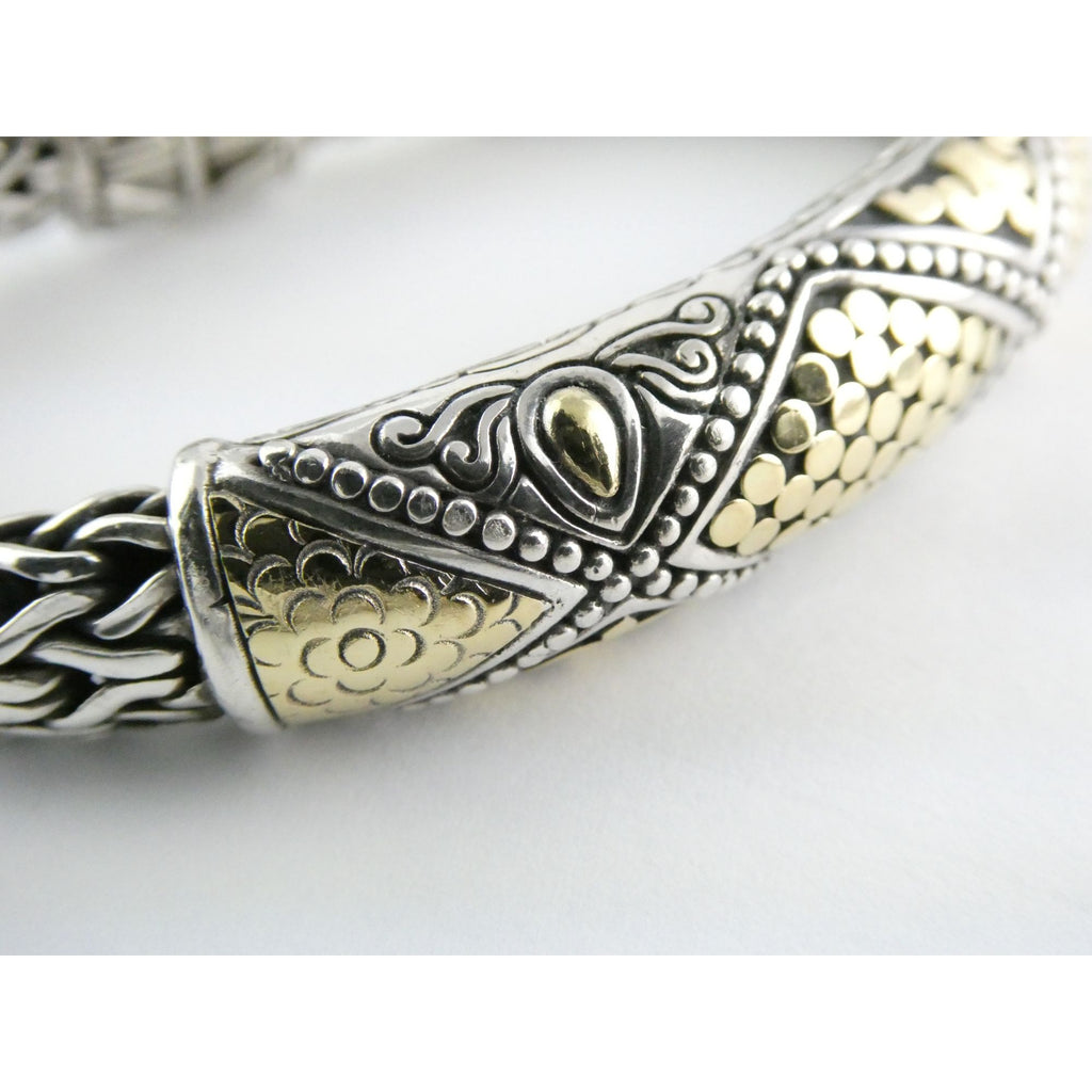 John Hardy Dot Collection Sterling Silver 18k Gold Classic Chain Bracelet 7 Inch