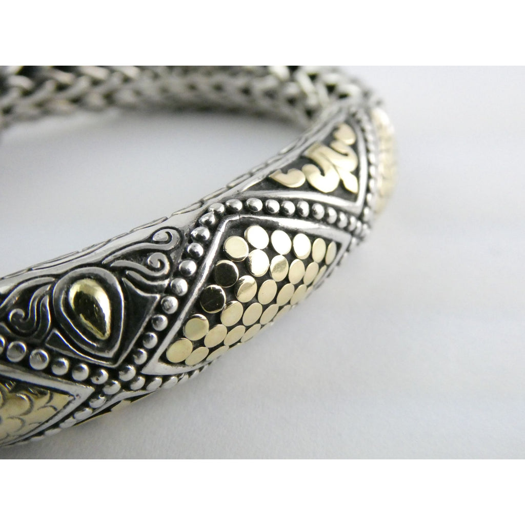John Hardy Dot Collection Sterling Silver 18k Gold Classic Chain Bracelet 7 Inch
