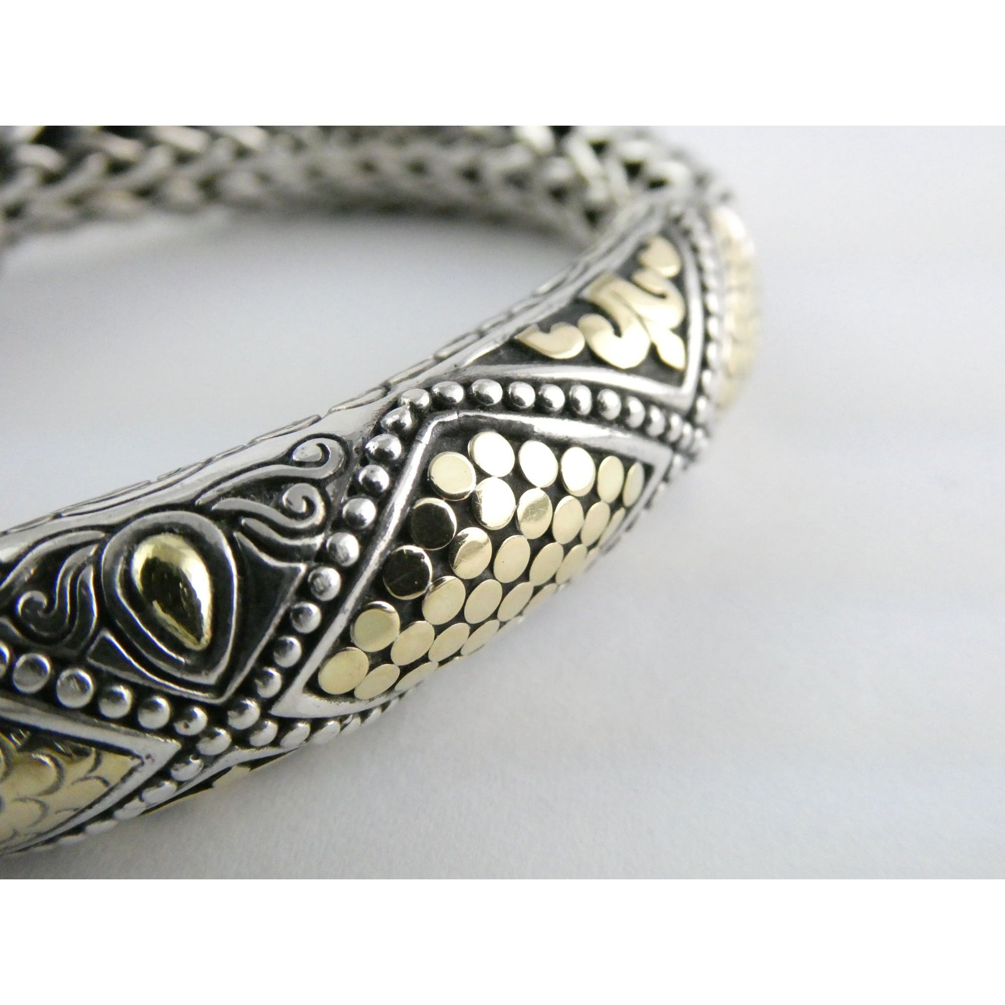John Hardy Dot Collection Sterling Silver 18k Gold Classic Chain Bracelet 7 Inch