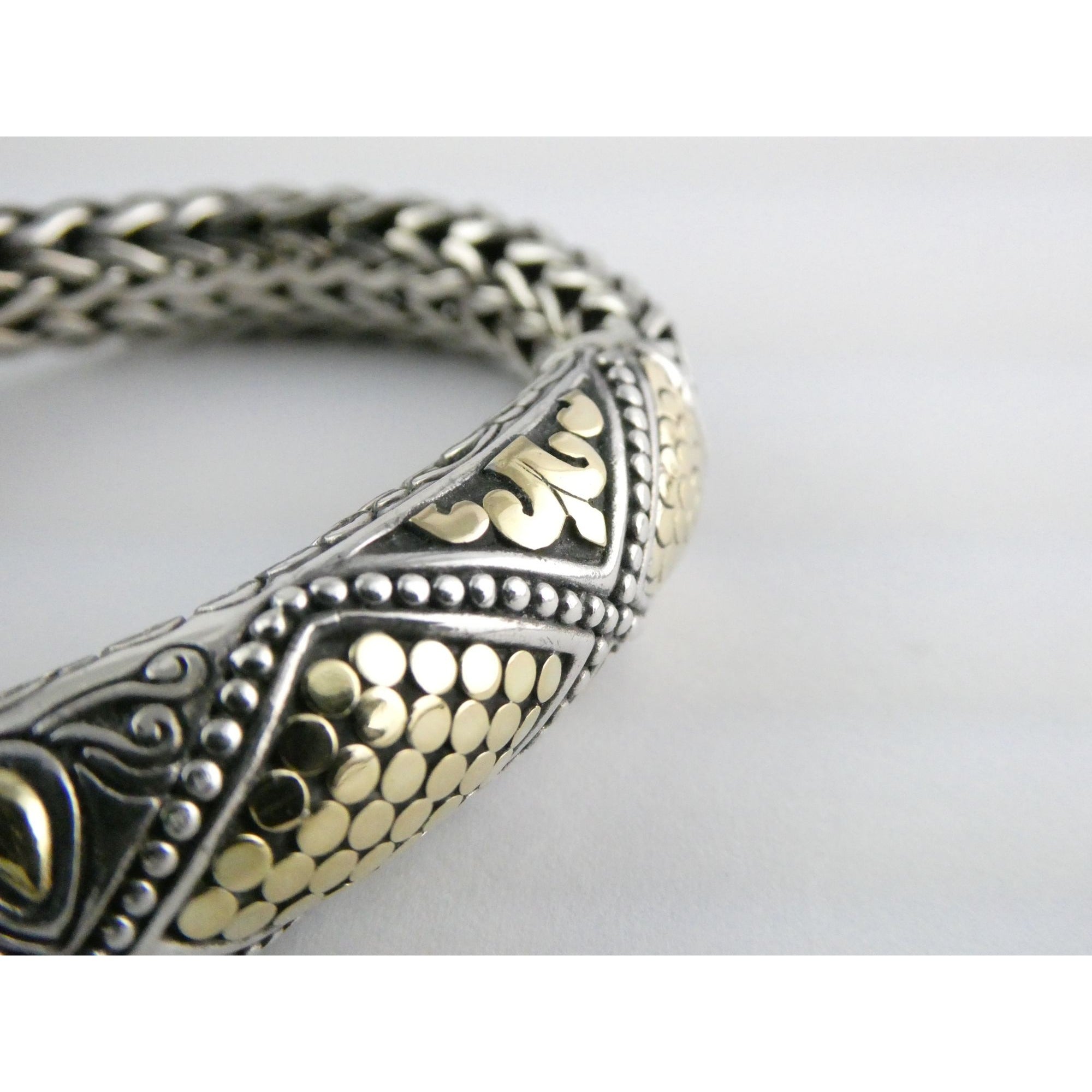 John Hardy Dot Collection Sterling Silver 18k Gold Classic Chain Bracelet 7 Inch