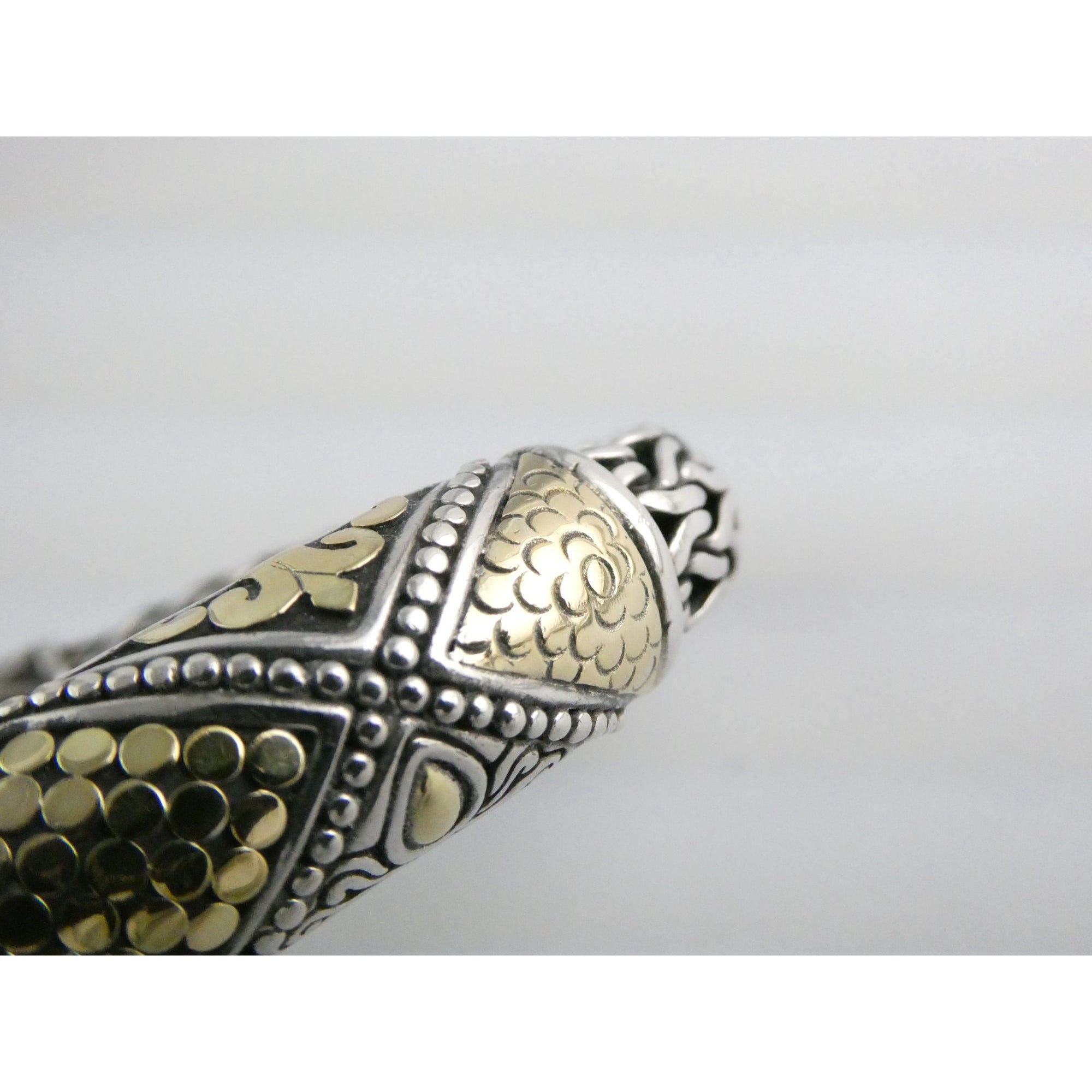 John Hardy Dot Collection Sterling Silver 18k Gold Classic Chain Bracelet 7 Inch