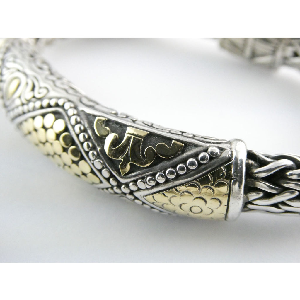 John Hardy Dot Collection Sterling Silver 18k Gold Classic Chain Bracelet 7 Inch
