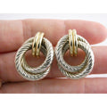 Mazza Bartholomew MB 14k Gold Sterling Silver Pierced Stud Earrings 26mm 4.9g