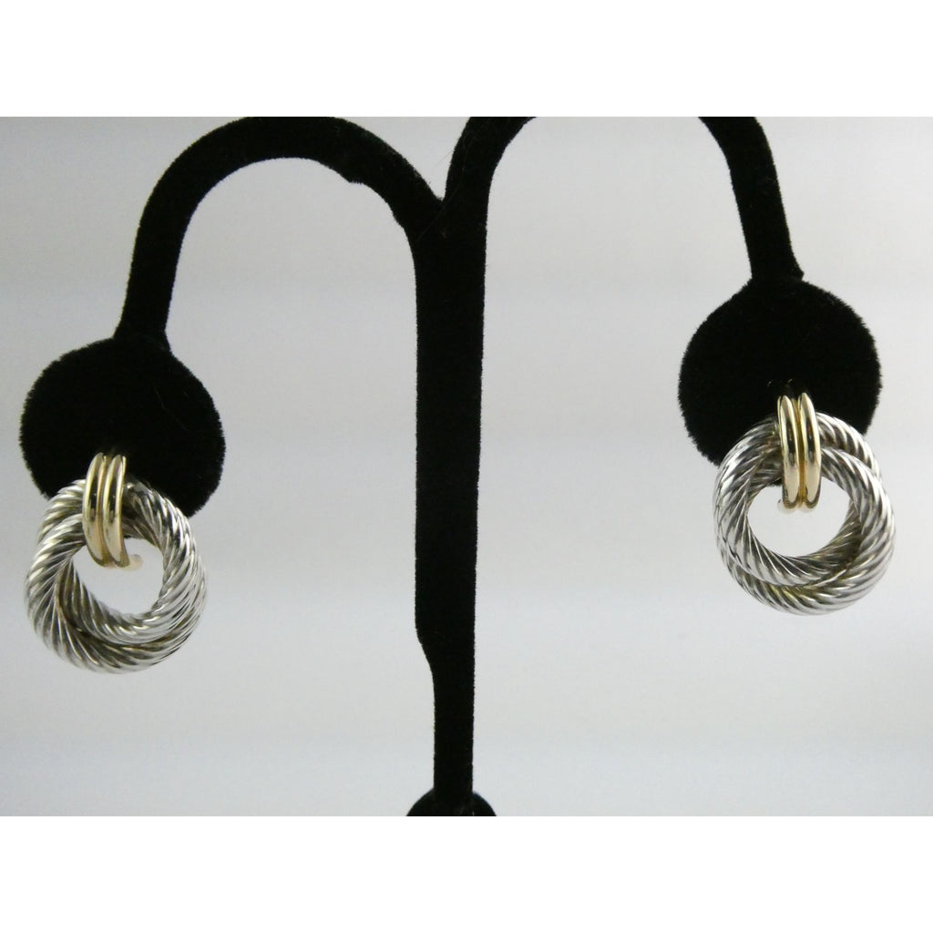 Mazza Bartholomew MB 14k Gold Sterling Silver Pierced Stud Earrings 26mm 4.9g