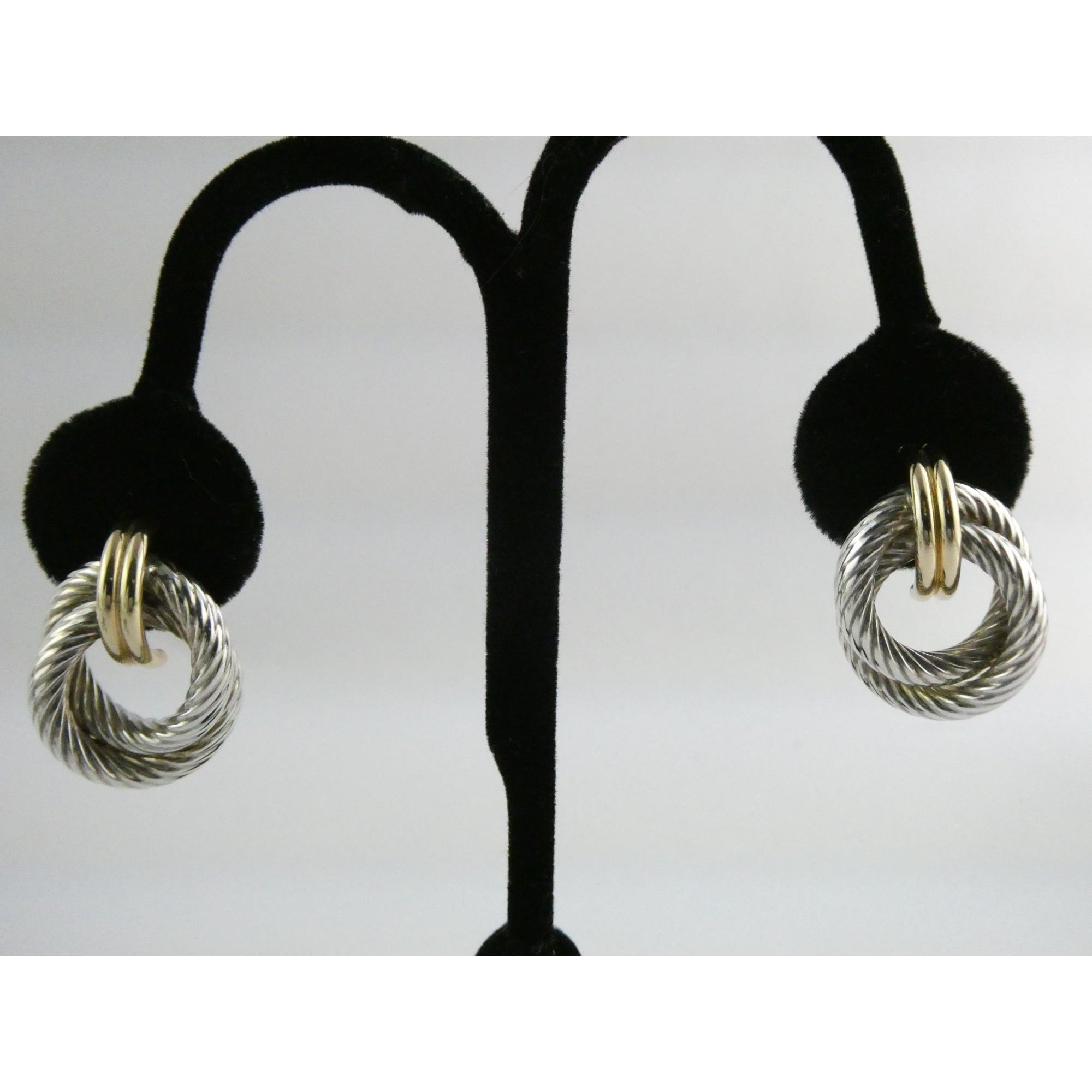 Mazza Bartholomew MB 14k Gold Sterling Silver Pierced Stud Earrings 26mm 4.9g