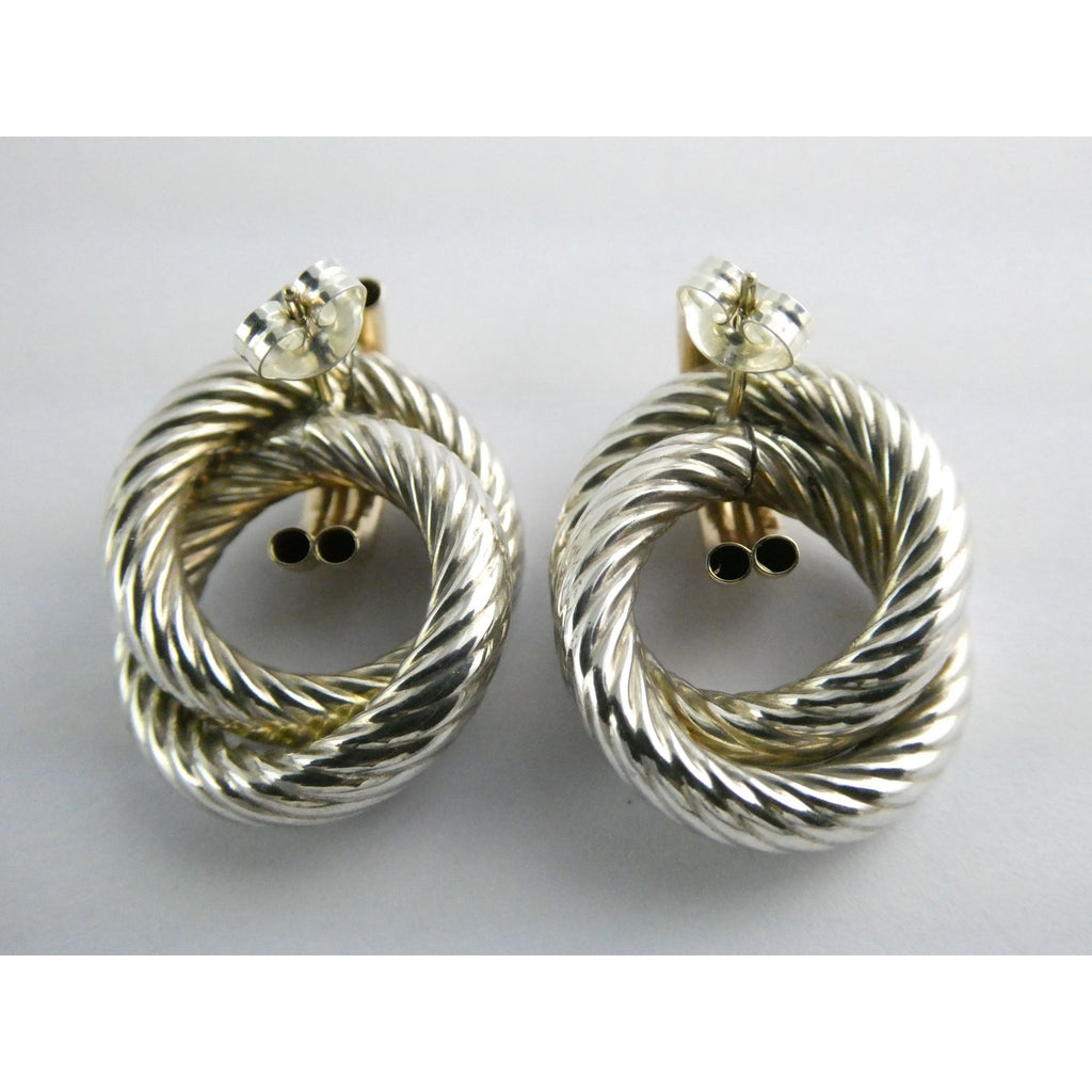Mazza Bartholomew MB 14k Gold Sterling Silver Pierced Stud Earrings 26mm 4.9g