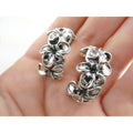 Kabana Sterling Silver Plumeria Flower Curled Earrings 16.7g 1 Inch Length