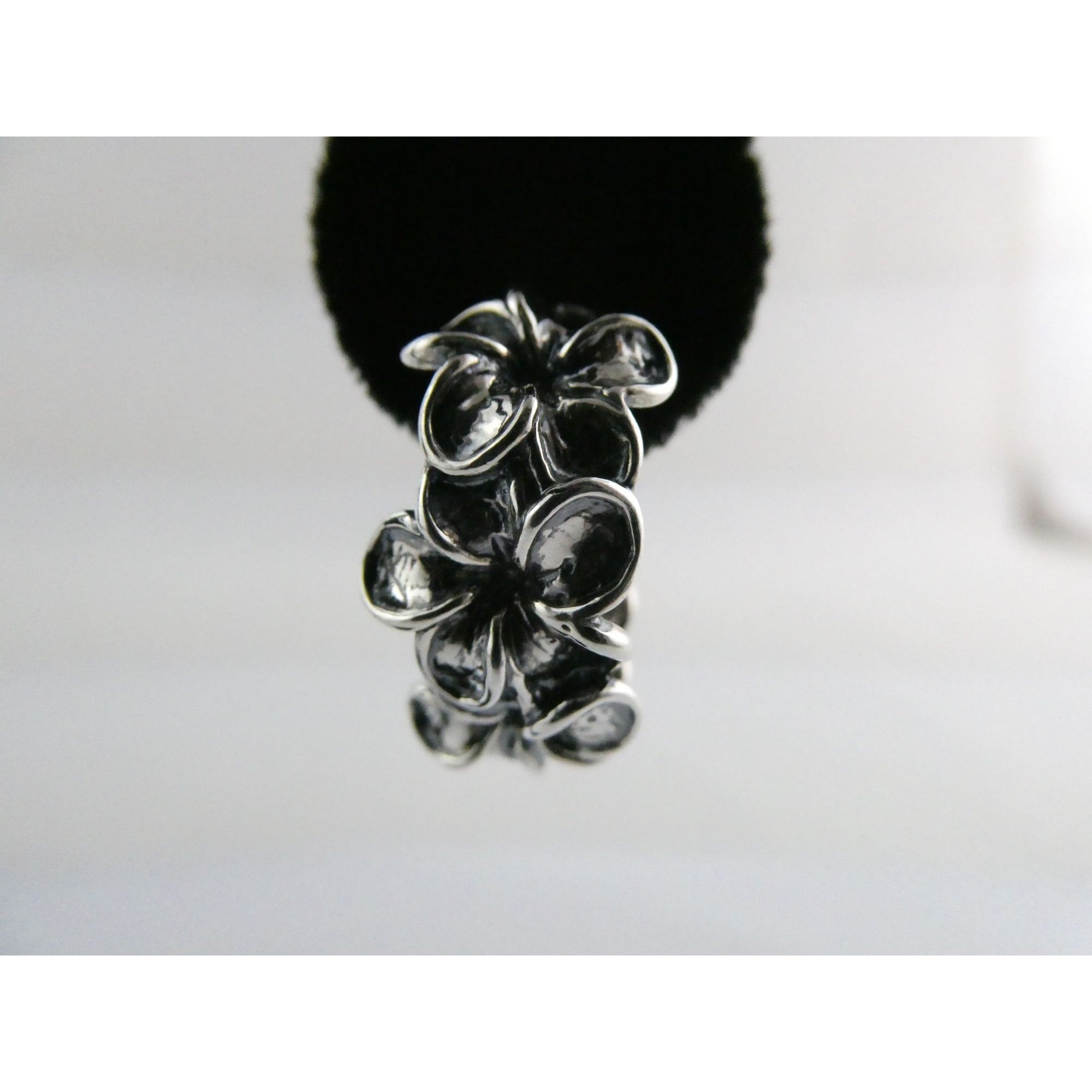 Kabana Sterling Silver Plumeria Flower Curled Earrings 16.7g 1 Inch Length
