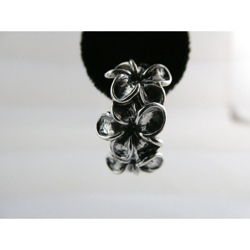 Kabana Sterling Silver Plumeria Flower Curled Earrings 16.7g 1 Inch Length