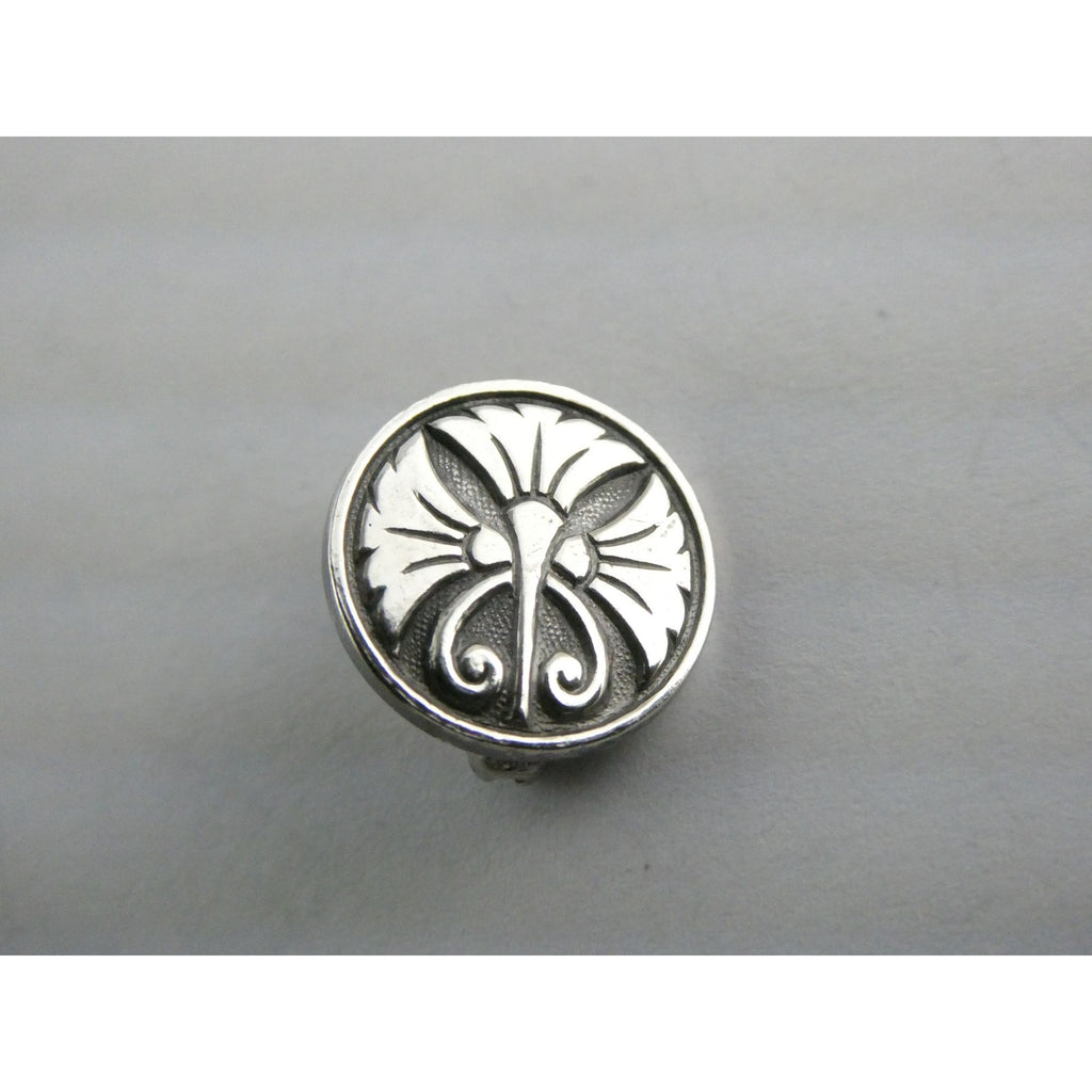 Vintage Art Nouveau Sterling Silver Flourish Design Lapel Pin 1.5g 12mm Diameter