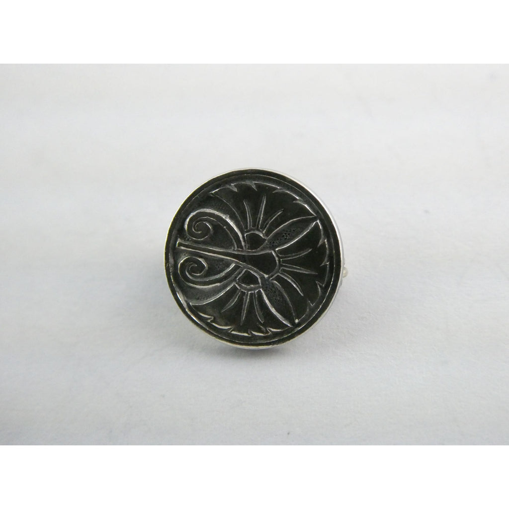 Vintage Art Nouveau Sterling Silver Flourish Design Lapel Pin 1.5g 12mm Diameter