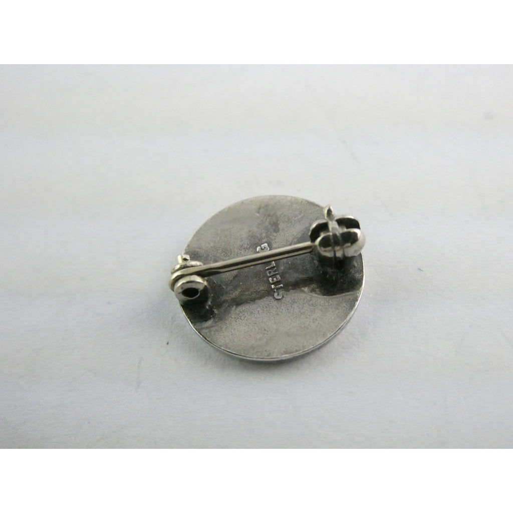 Vintage Art Nouveau Sterling Silver Flourish Design Lapel Pin 1.5g 12mm Diameter