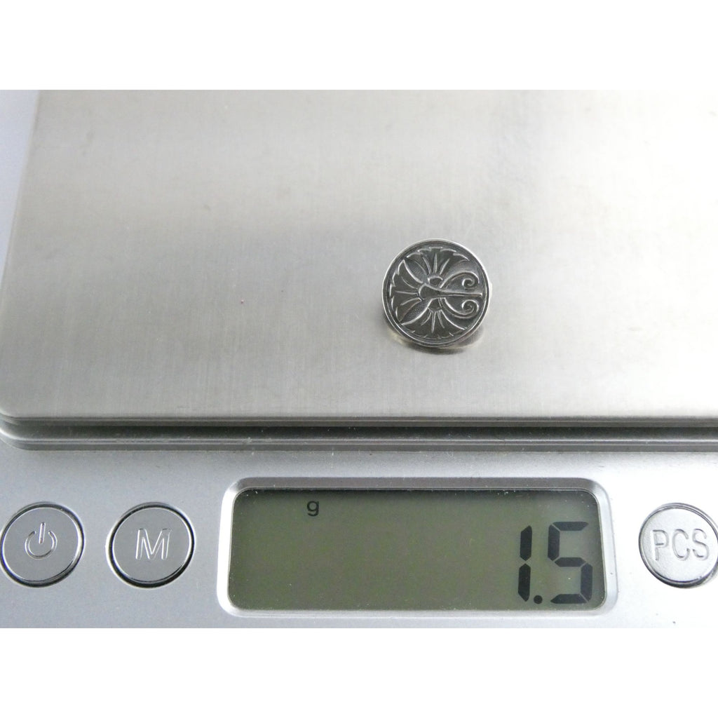 Vintage Art Nouveau Sterling Silver Flourish Design Lapel Pin 1.5g 12mm Diameter