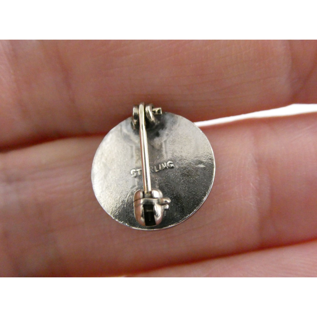 Vintage Art Nouveau Sterling Silver Flourish Design Lapel Pin 1.5g 12mm Diameter