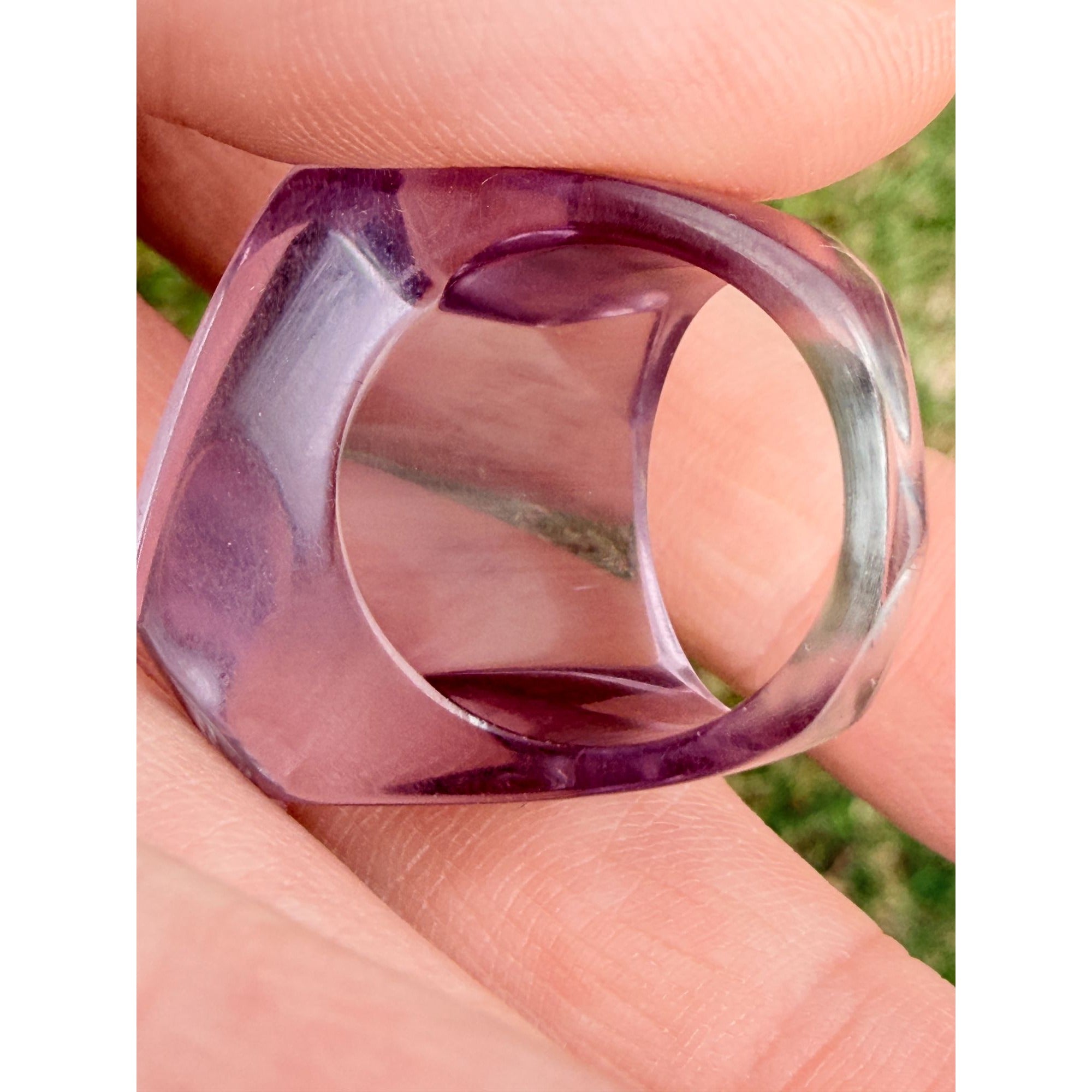 Vintage Pale Purple Lucite Geometric Design Chunky Ring Size 6.25 6.8g Weight