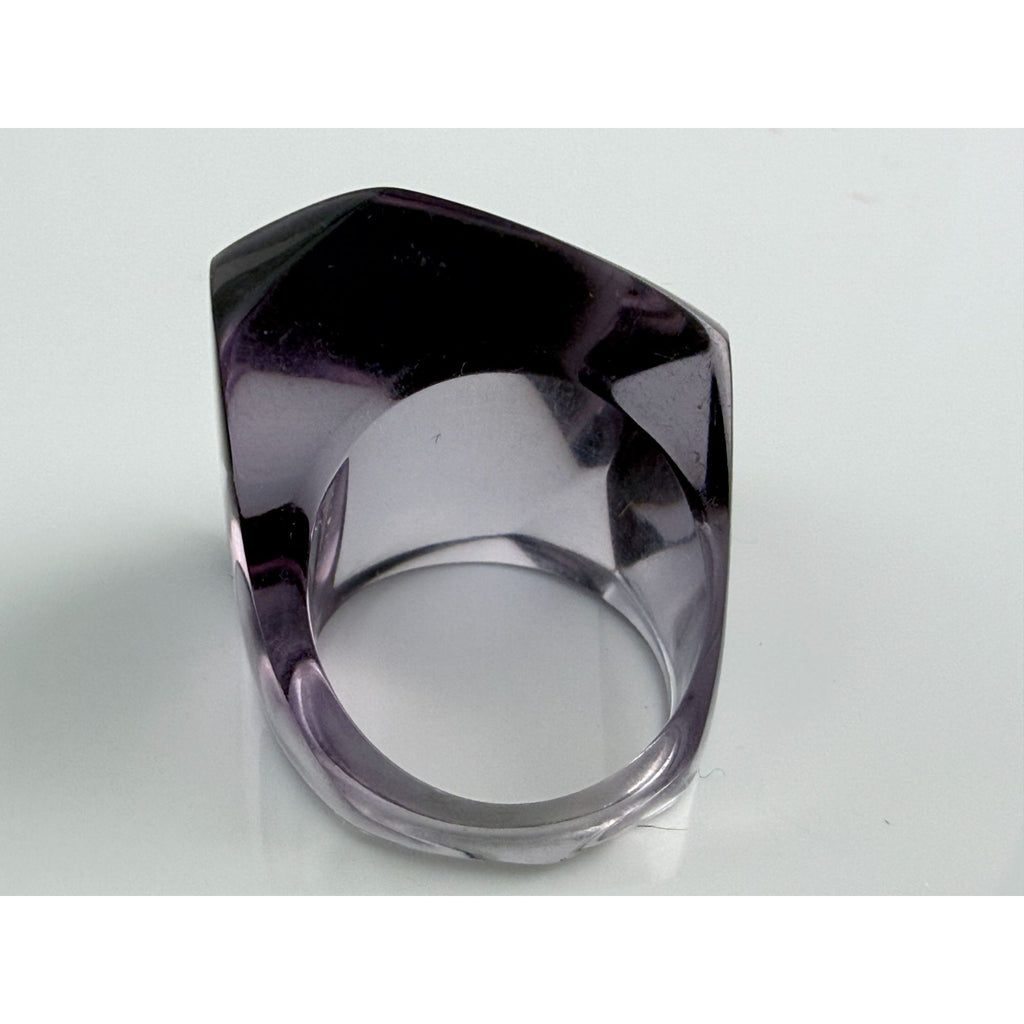 Vintage Pale Purple Lucite Geometric Design Chunky Ring Size 6.25 6.8g Weight