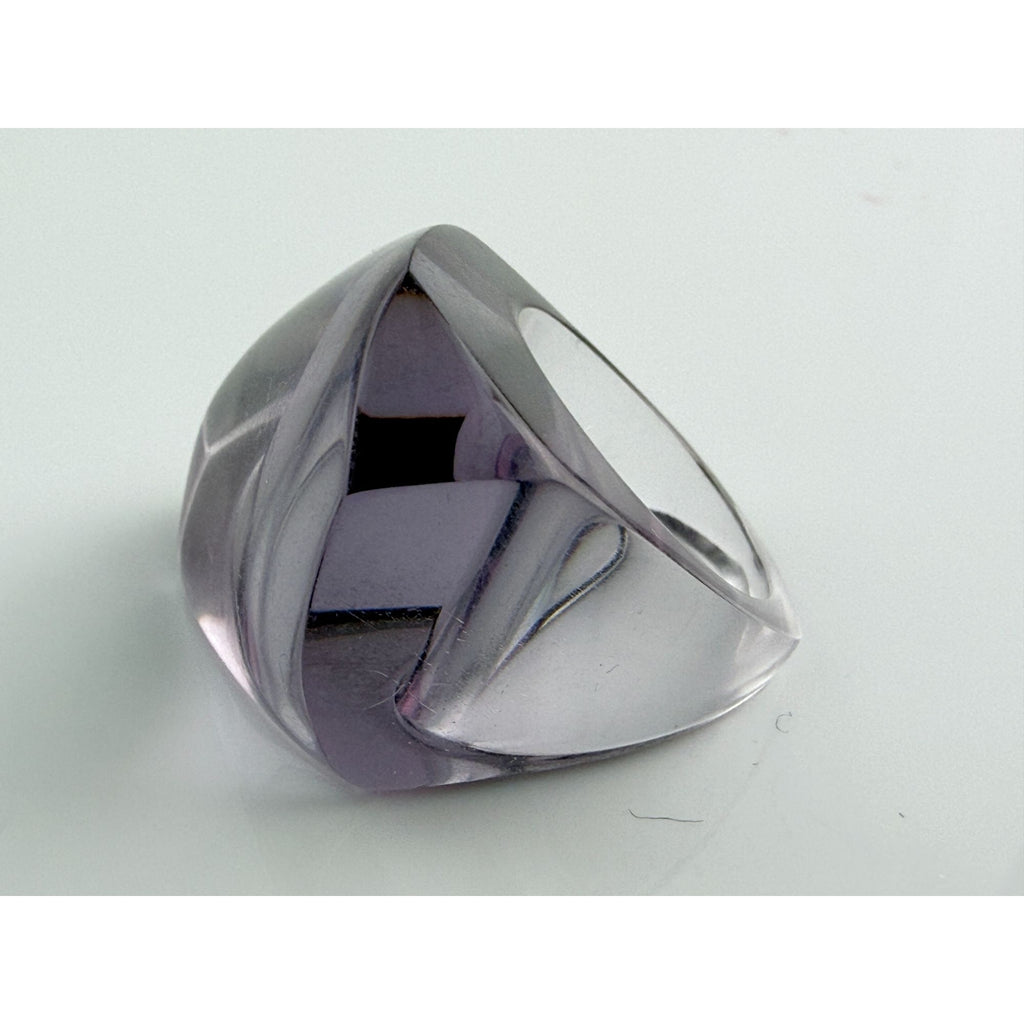 Vintage Pale Purple Lucite Geometric Design Chunky Ring Size 6.25 6.8g Weight