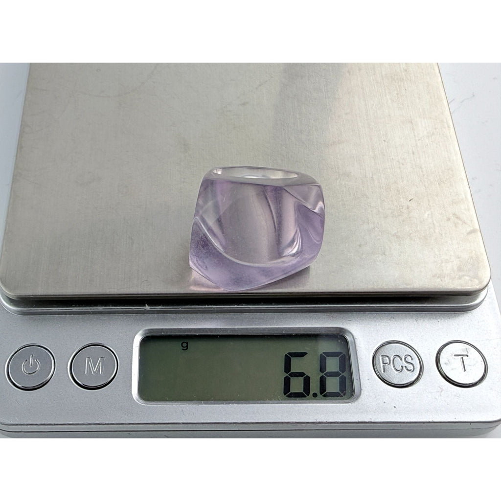 Vintage Pale Purple Lucite Geometric Design Chunky Ring Size 6.25 6.8g Weight