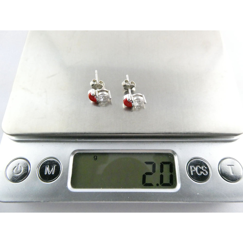 Sterling Silver Enameled Santa Hat Stud Earrings 925 2g 9mm Length Christmas