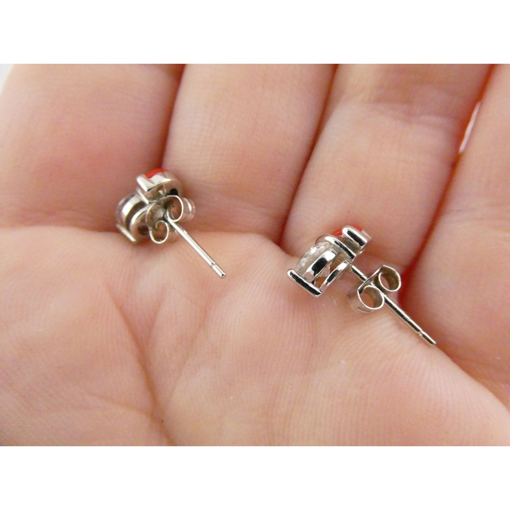 Sterling Silver Enameled Santa Hat Stud Earrings 925 2g 9mm Length Christmas