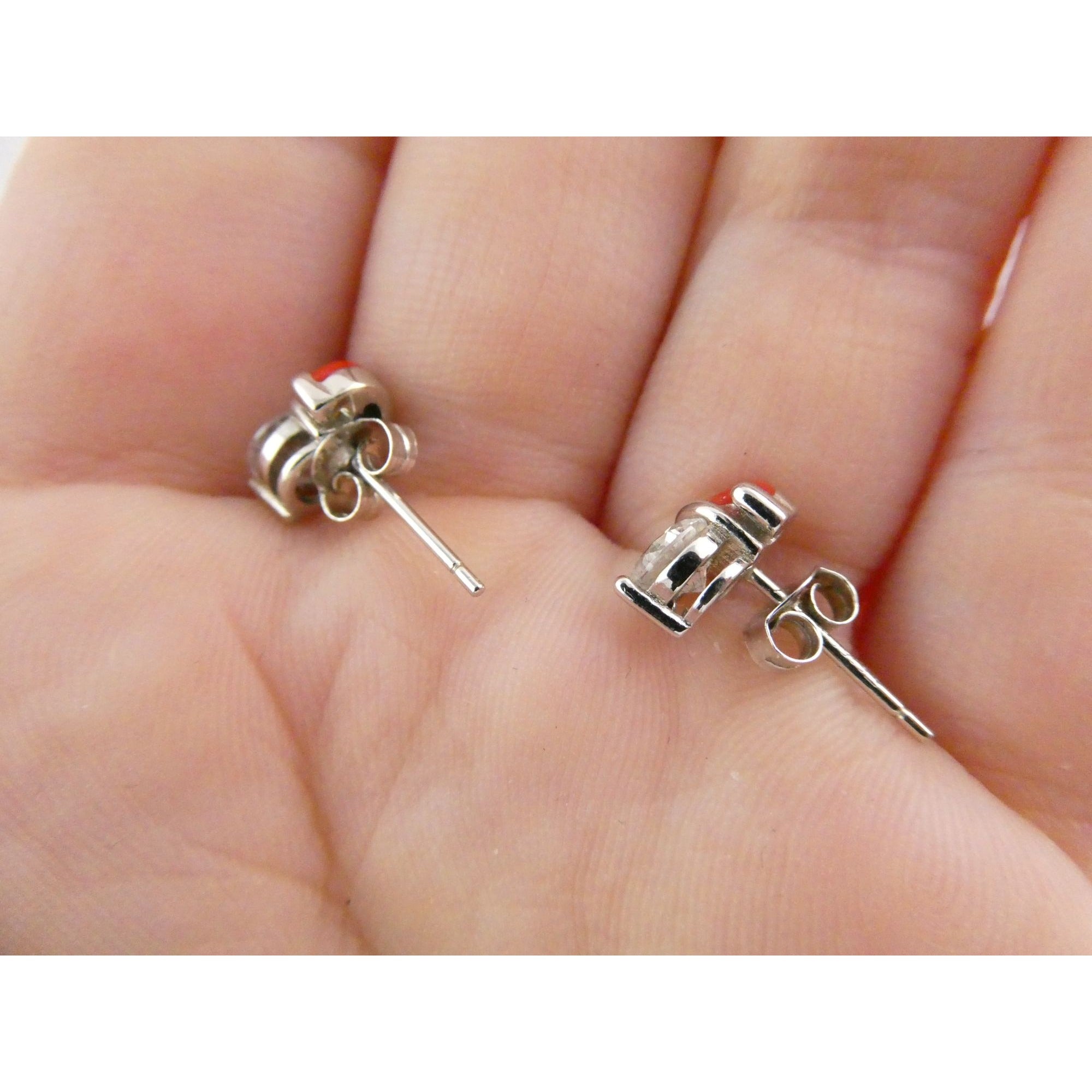 Sterling Silver Enameled Santa Hat Stud Earrings 925 2g 9mm Length Christmas