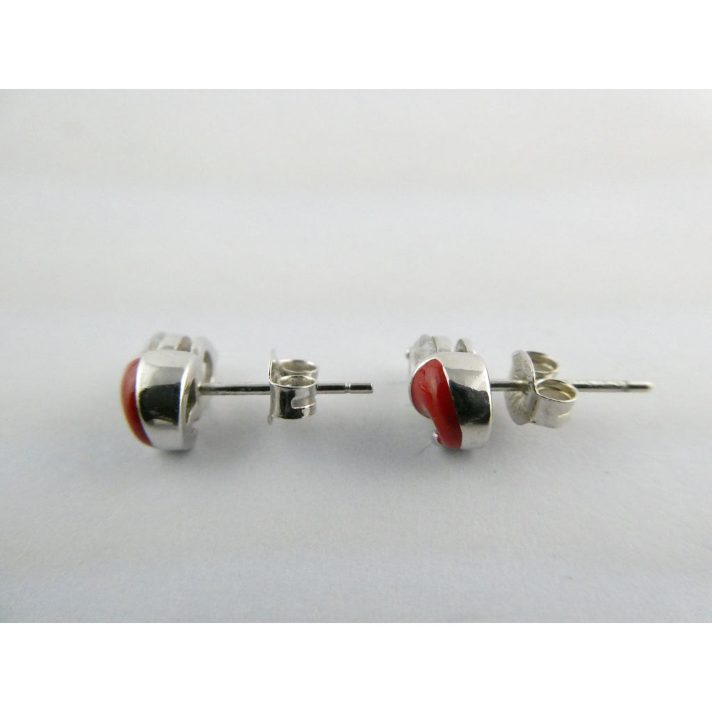 Sterling Silver Enameled Santa Hat Stud Earrings 925 2g 9mm Length Christmas