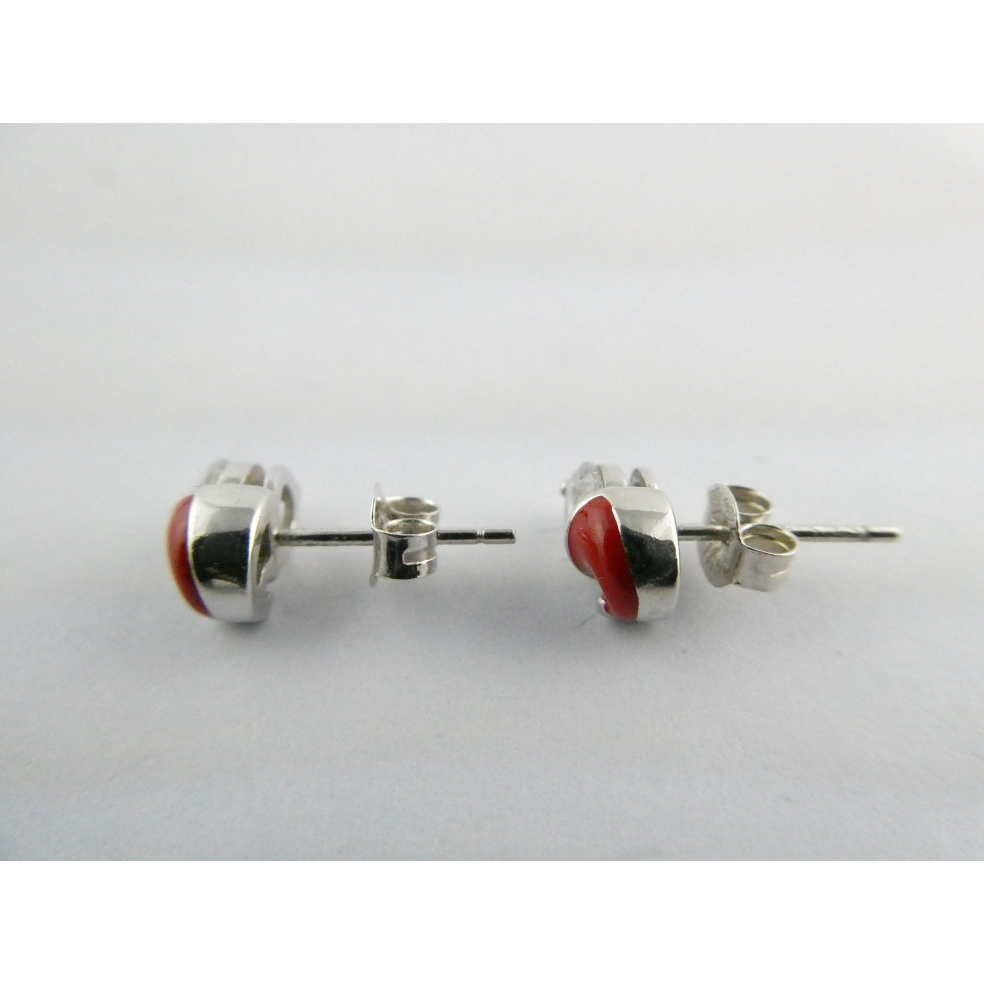 Sterling Silver Enameled Santa Hat Stud Earrings 925 2g 9mm Length Christmas