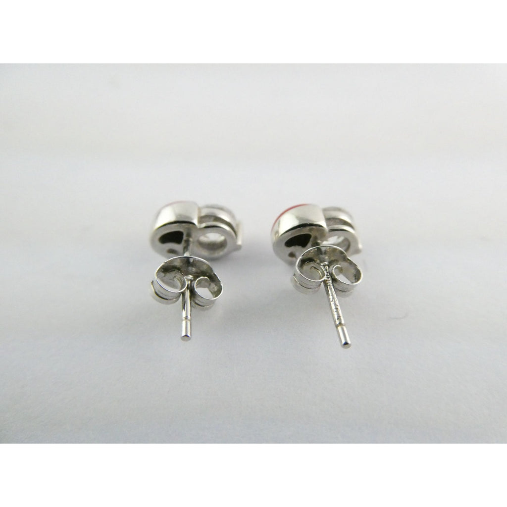 Sterling Silver Enameled Santa Hat Stud Earrings 925 2g 9mm Length Christmas