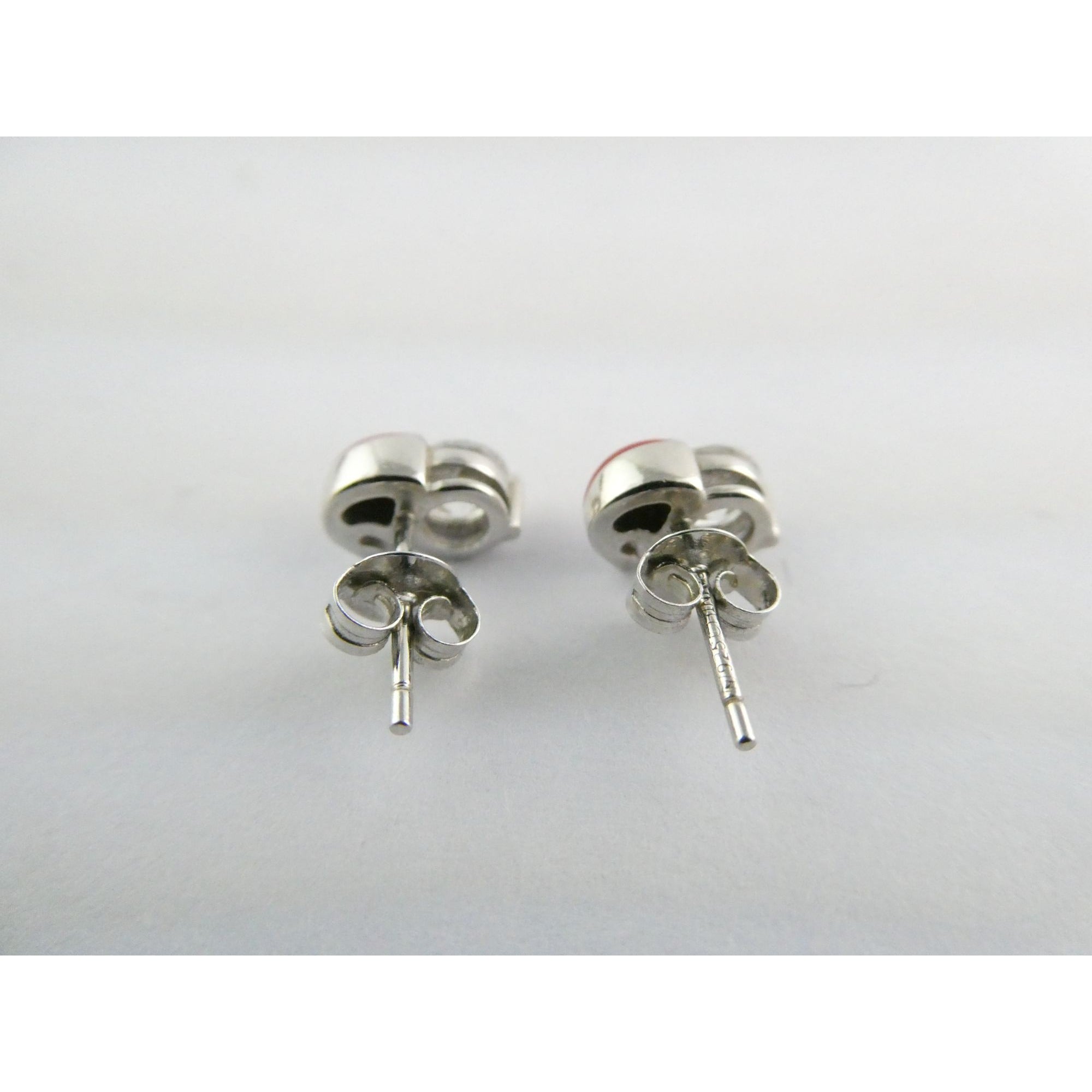Sterling Silver Enameled Santa Hat Stud Earrings 925 2g 9mm Length Christmas