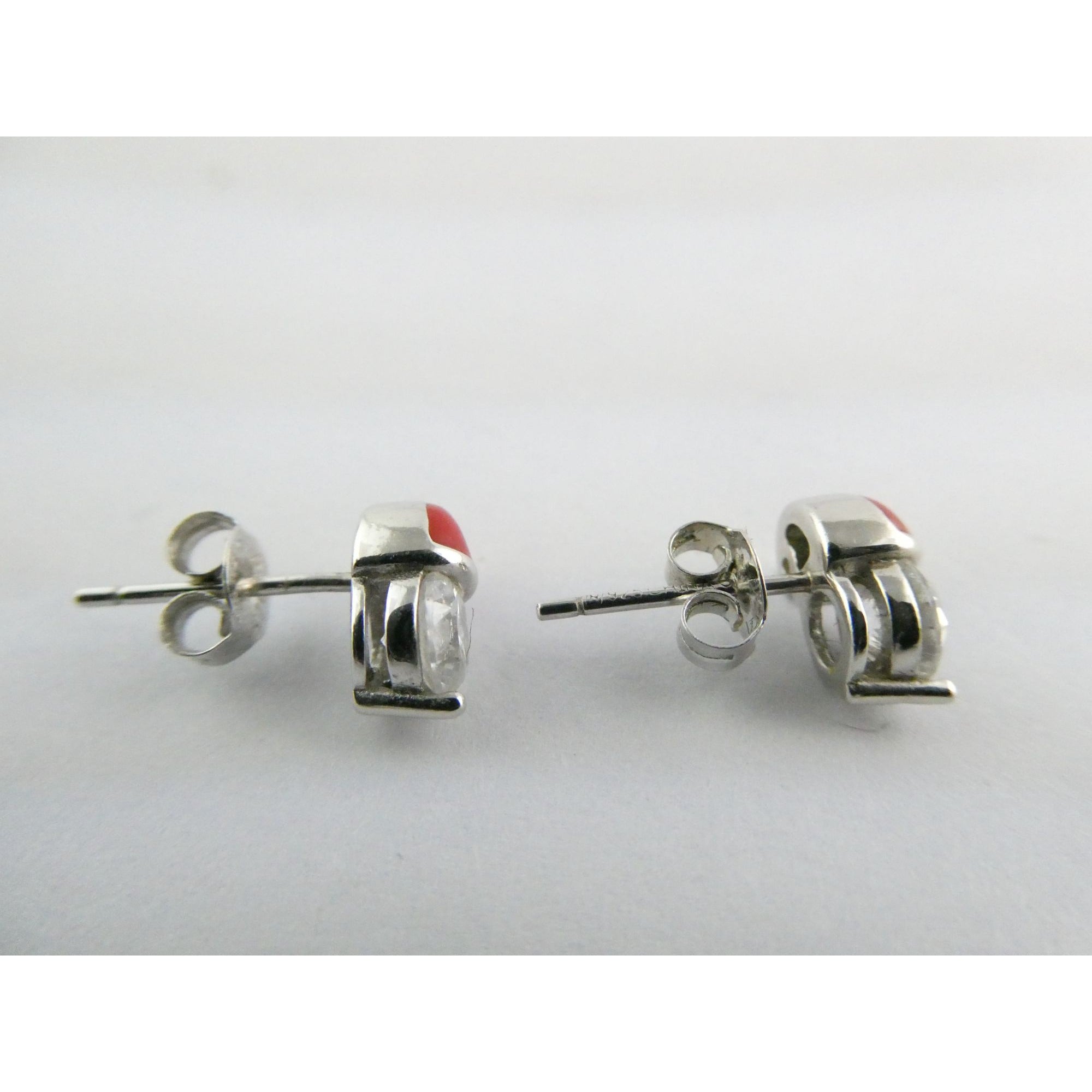 Sterling Silver Enameled Santa Hat Stud Earrings 925 2g 9mm Length Christmas