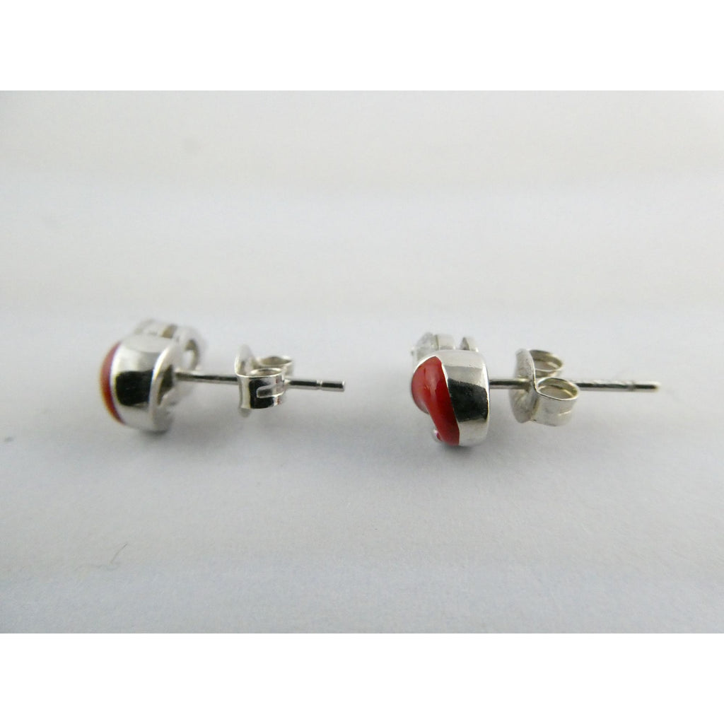 Sterling Silver Enameled Santa Hat Stud Earrings 925 2g 9mm Length Christmas