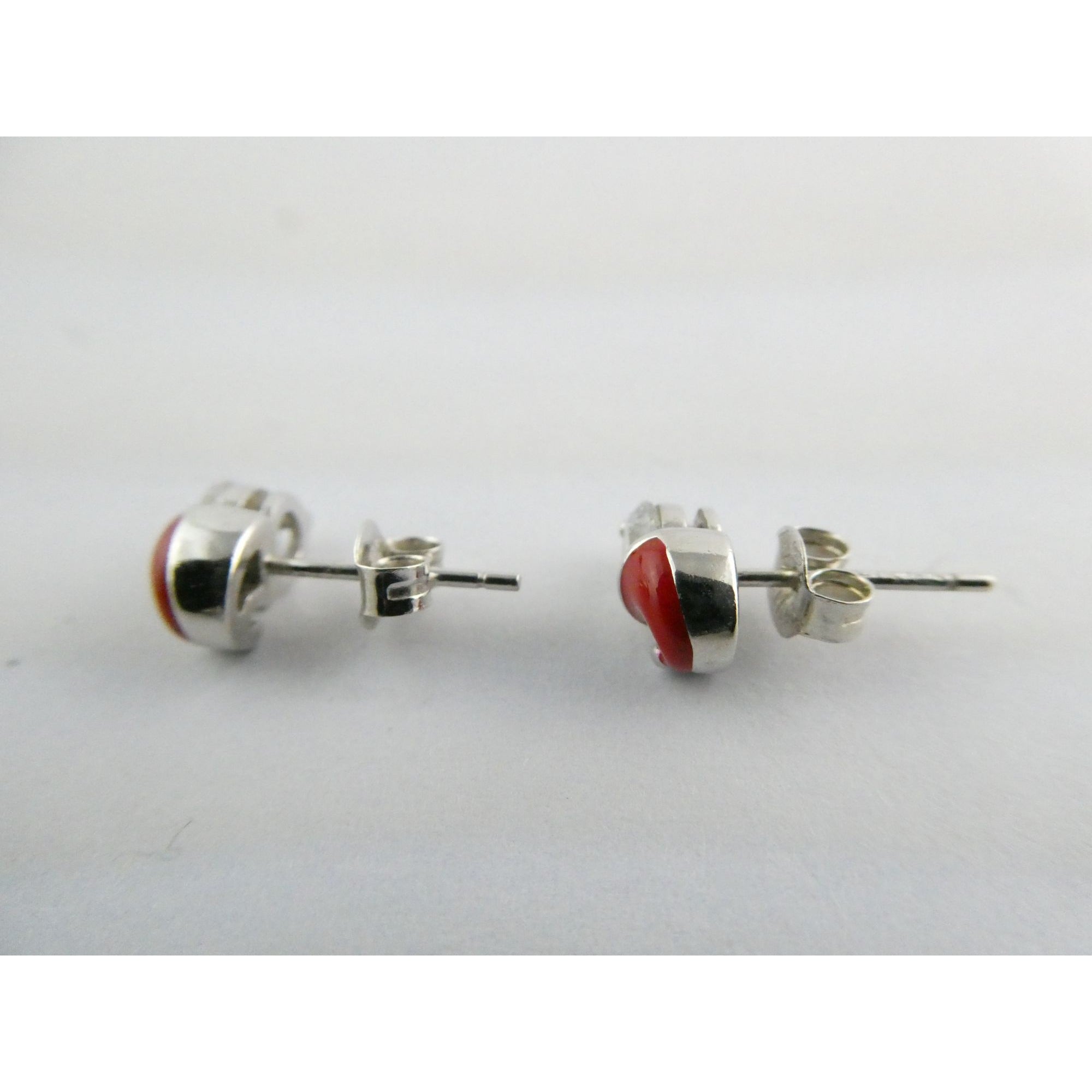 Sterling Silver Enameled Santa Hat Stud Earrings 925 2g 9mm Length Christmas